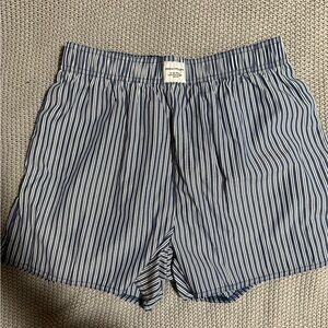 Navy and White Striped Shorts
